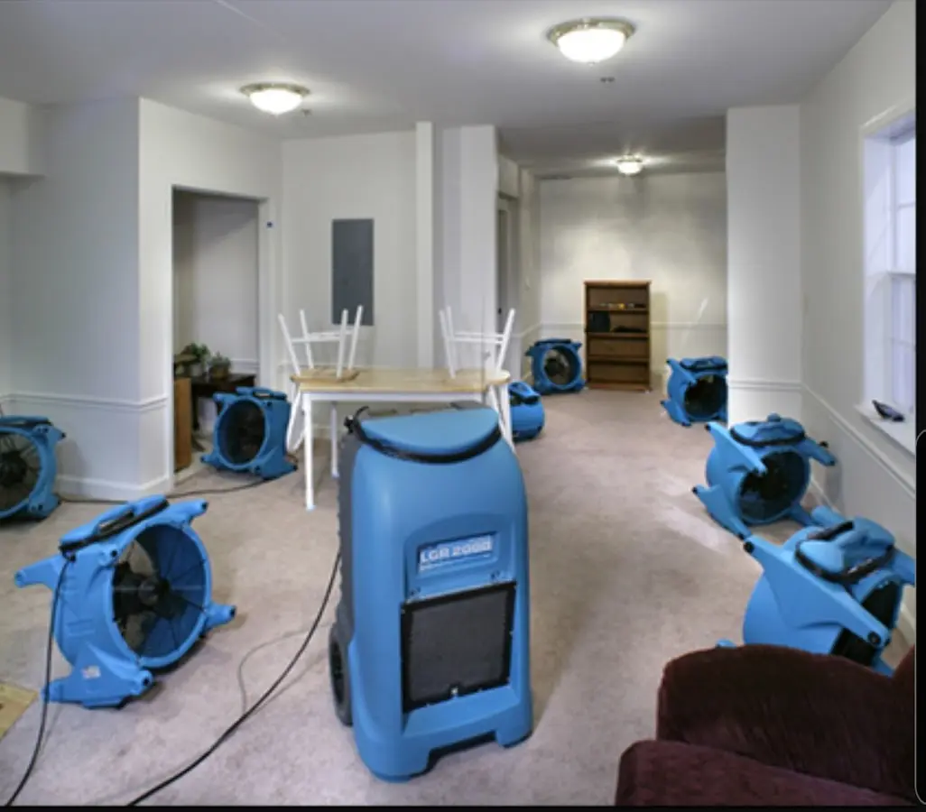 Air movers and dehumidifier setup for Water Extraction & Removal in South Riding